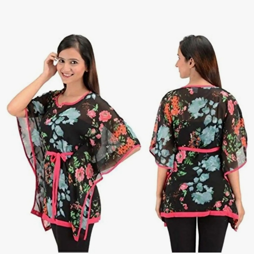 Black pink kaftan style top in size xl